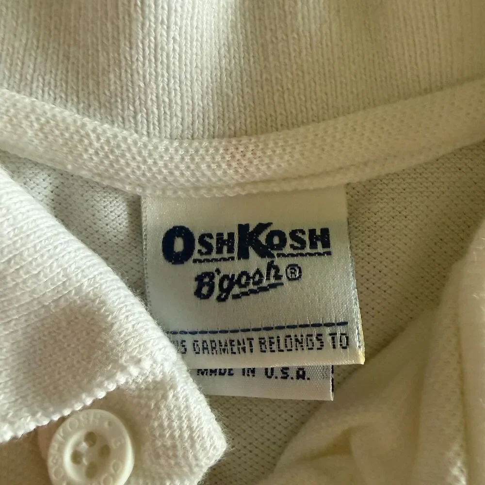 Vintage OshKosh White Camp Branded Polo Boys' 7